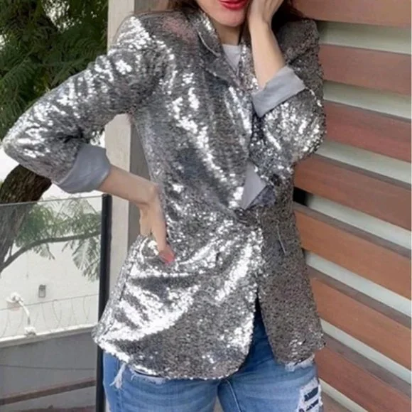 Silver sequin blazer - Picture 2 of 13